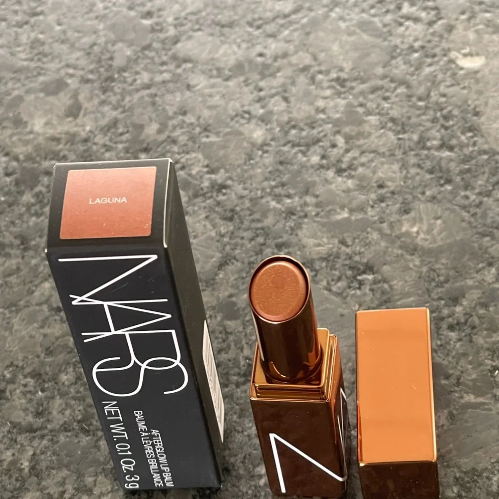 NARS Afterglow Lip Balm in Laguna, a sheer bronze with gold shimmer